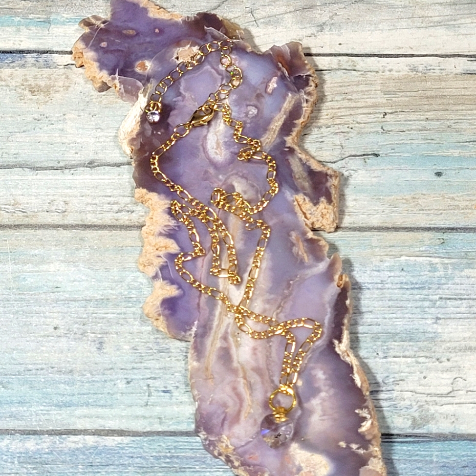 Gold Chain Necklace With Heart Crystal Pendant